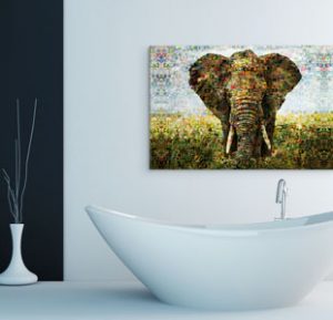 Mosaic alu-dibond bathroom elephant