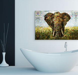 Mosaic alu-dibond bathroom elephant