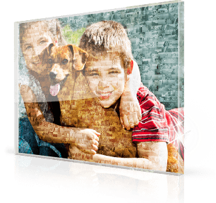photo mosaic acrylic children and dog